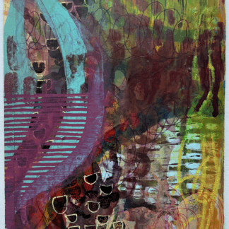 colorful mixed media artwork on a vintage book cover titled Love Anyway