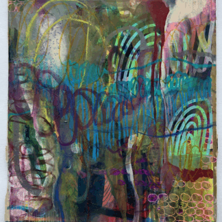 colorful mixed media artwork on a vintage book cover titled Away for the Weekend