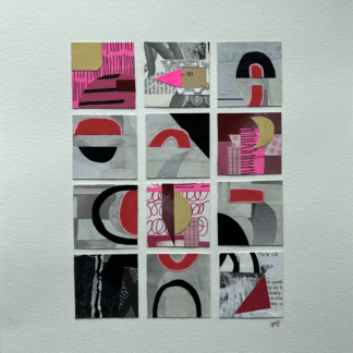 9 2x2 collage tiles mounted on an 11x17 paper titled Zinfandel on Saturday